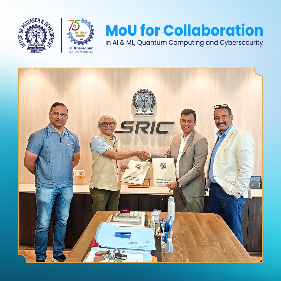 OfficeofRnDIIT's tweet photo. IIT Kharagpur is teaming up with 3C IT Solutions &amp; Telecoms (India) Ltd. to advance AI &amp; Machine Learning, Quantum Computing, and Cybersecurity — bridging academic research with real-world telecom infrastructure.

#IITKharagpur #SRIC https://t.co/lzviksLHLz