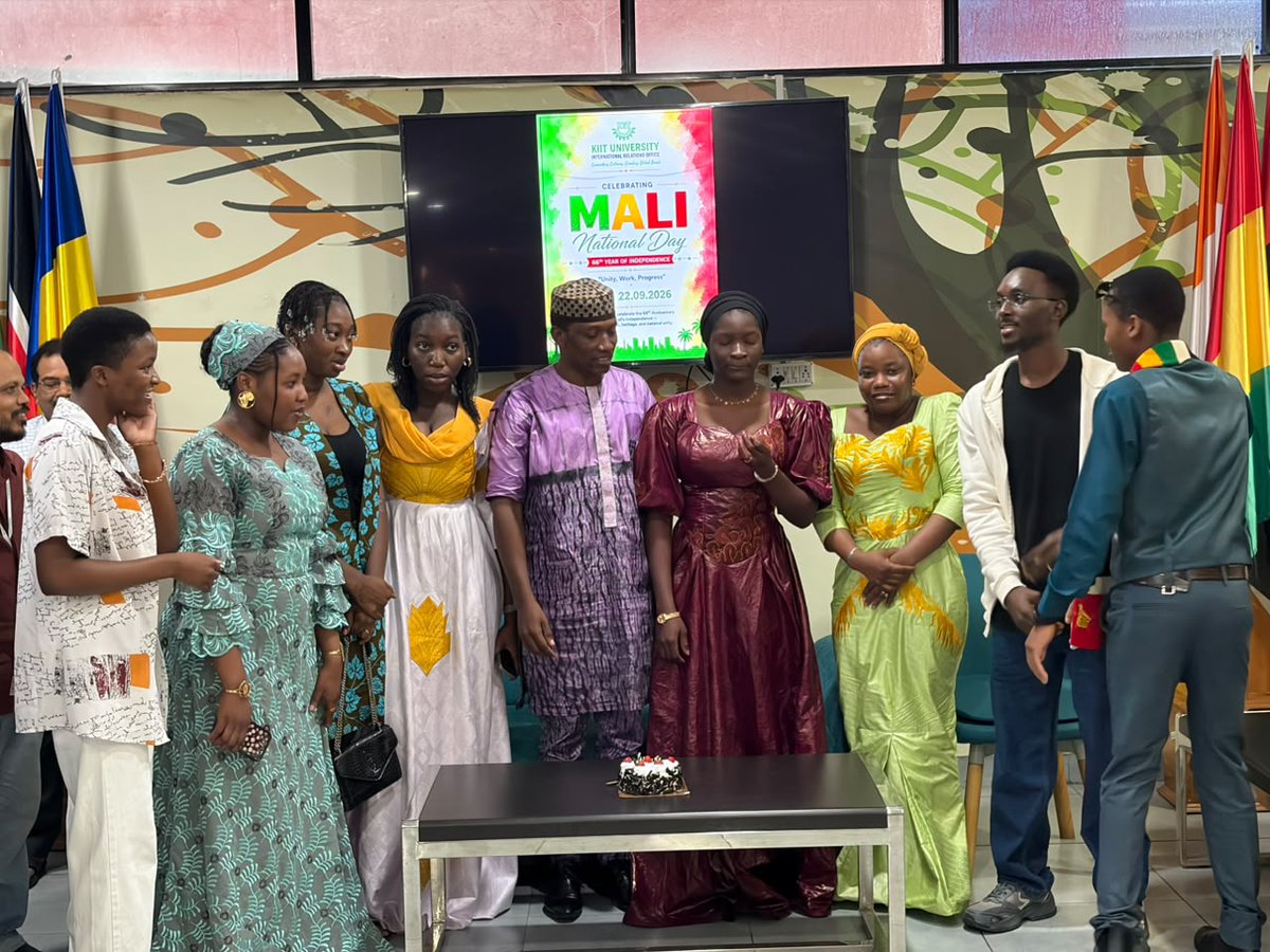 KIITUniversity's tweet photo. We at KIIT commemorated Mali’s 66th National Day with our Malian students, who brought the colours, traditions and cultural spirit of their homeland to the campus.

Dressed in traditional attire, our students shared glimpses of Mali’s rich history, heritage and traditions through an engaging, interactive session, followed by vibrant music and dance performances. The celebration concluded with a cake-cutting ceremony, marking the special occasion together.

For us at KIIT, such celebrations go beyond cultural observances; they create opportunities to connect, learn from one another and celebrate the many cultures that make our campus truly global.