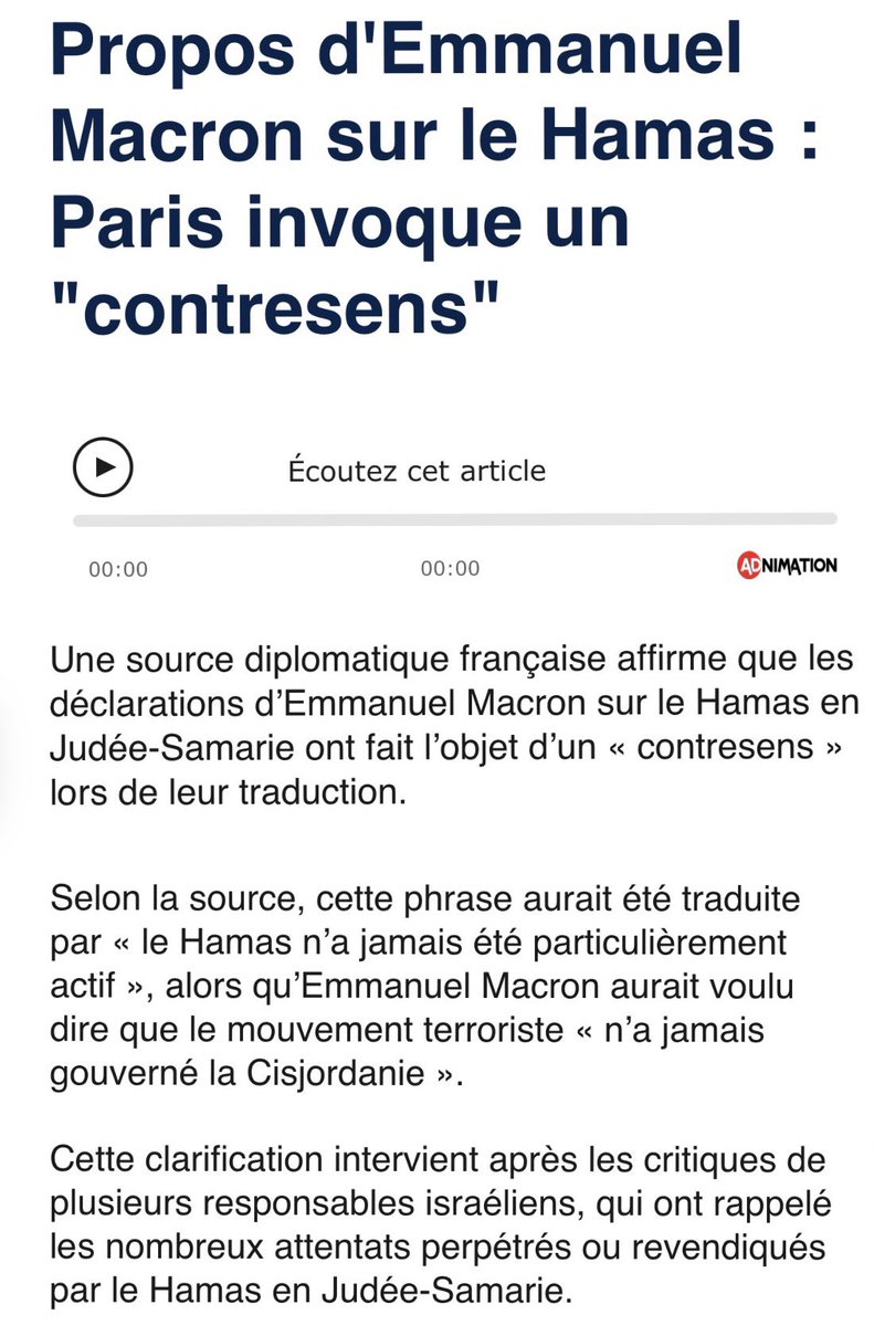 SwordOfSalomon's tweet photo. 🚨🇫🇷 ALERTE : Rétropédalage grossier de @francediplo, qui nous prend pour des demeurés en invoquant un « contresens » de traduction.

Le président @EmmanuelMacron a pourtant bel et bien déclaré, en français : « Le Hamas n’a jamais sévi en Cisjordanie. »

‼️ Et ce n’est pas la première fois qu’il profère ce mensonge, comme en témoignent ces deux autres extraits d’interviews👇🏼