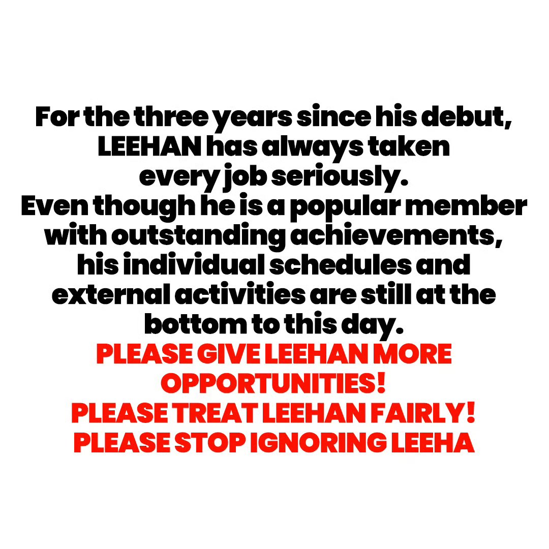 yi58107's tweet photo. #TREAT_LEEHAN_FAIRLY
LEEHAN의 노력을 저버리지 마십시오.
LEEHAN의 가치를 외면하지 마십시오.
LEEHAN의 활동을 합리적으로 계획해 주십시오.
LEEHAN에게 마땅한 기회를 제공해 주십시오.
@BOYNEXTDOOR_KOZ @BOYNEXTDOOR_JP @BOYNEXTDOOR_twt https://t.co/CabSg3k7TO