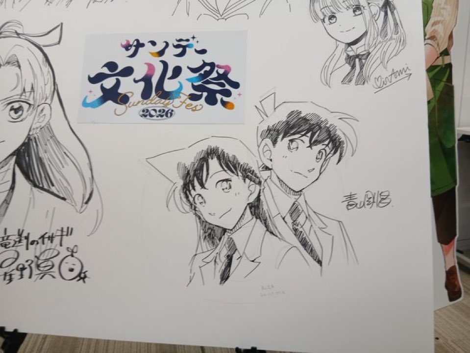 DetcoCrave's tweet photo. Gosho Aoyama's illustrations of Shinichi and Ran from the Sunday Fes. https://t.co/7hdxYuVcyE