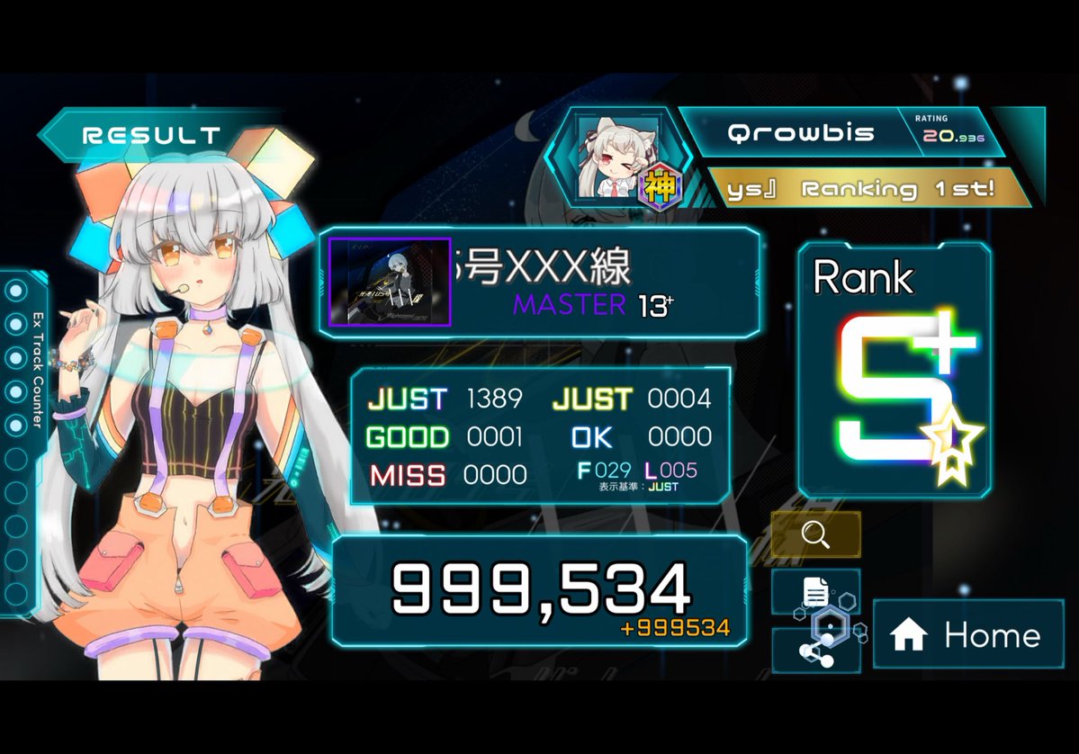 Qrowbis384's tweet photo. #TAKUMI_Cubic 
光速105号XXX線[Master]でスコア999534を達成！ 
 https://t.co/1AJZDOvhDf
新規Xrast譜面嬉しい…だけど13+にしてはむっずい気がします
それはそうと楽しい https://t.co/saZFiayZO0