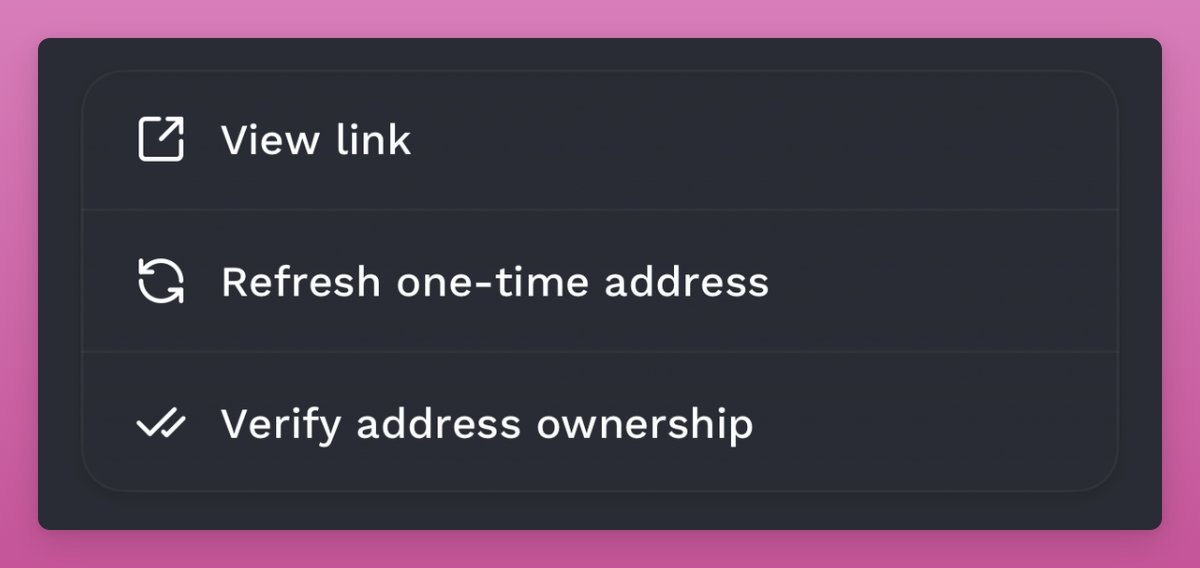 DefiIgnas's tweet photo. Huge fan of this 'refresh one-time address' feature in Fluidkey.

Every non custodial wallet that wants to challenge Rabby/Phantom should have this.

A fresh address for each payment, but all your balances show up in the same account. No need to share the same address with everyone.

CEXs offer this too but we need this as default for non custodial wallets.

p.s. non sponsored post just happy new client.