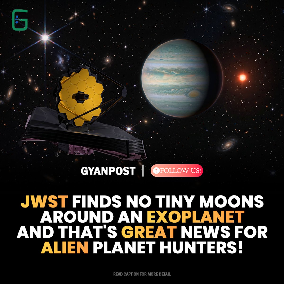 Gyanpost's tweet photo. JWST Finds No Tiny Moons Around an Exoplanet and That's Great News for Alien Planet Hunters. https://t.co/wF1TsMZCz5