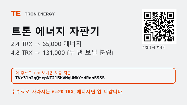Dydecjx's tweet photo. 에너지를 빌리면 TRX를 태우지 않습니다.
2.4 TRX → 65,000 에너지 (1시간)

주소 : TVz31b2qQtcpNTJ1BhVHqUWkYzdRenSSSS

새벽에도 똑같이 자동입니다
#코인꿀팁 #송금수수료 https://t.co/464Xh1zGnd