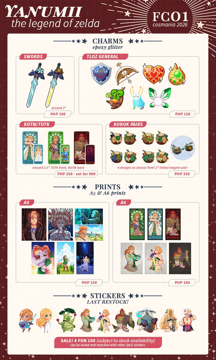 yanumii's tweet photo. RTs💕Here's my gen catalogue for #Cosmania2026! Pkmn only catalogue to follow, but you can see it in my form😊

I have Fire Emblem, Zelda, KH &amp; more!

I'll be at FC01 w TSP, starrywhitewall &amp; cottoncandyfrizz! Reserve form down below❤️
#cosplaymania2026 #FanfairAtCosplayMania2026 https://t.co/J7OWJWm0I1