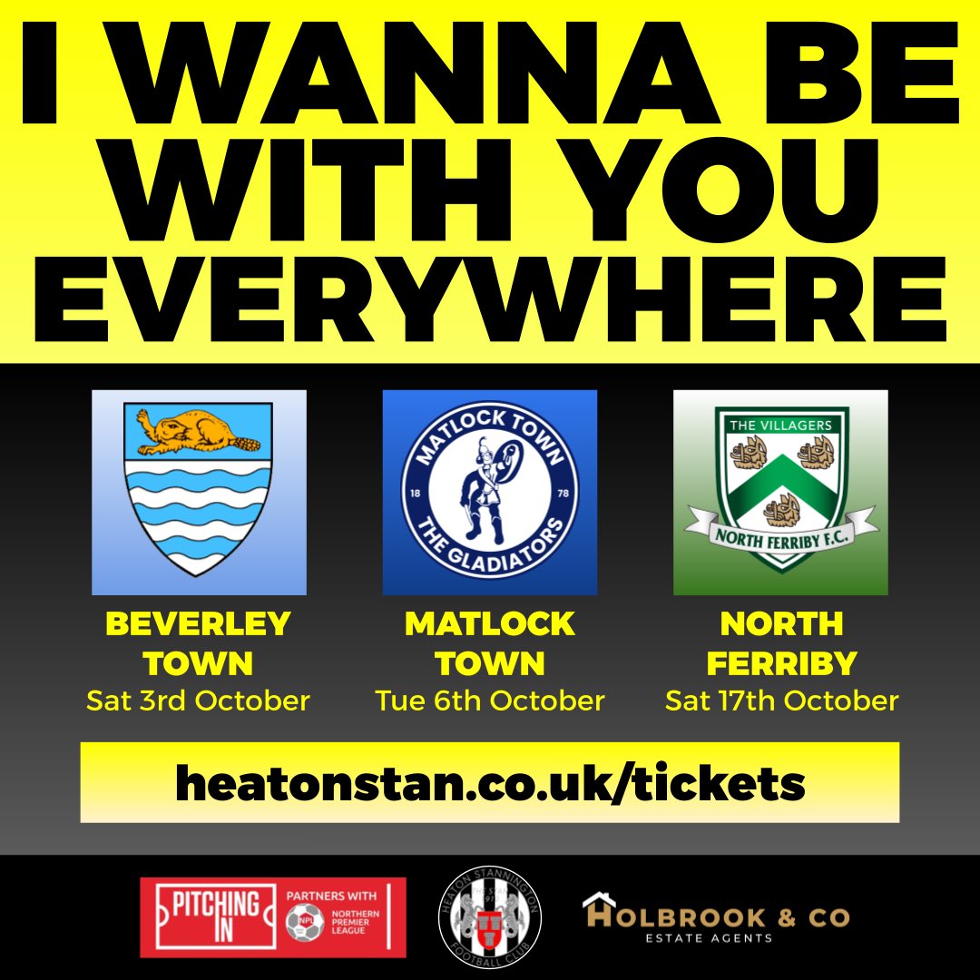 Heatonstan's tweet photo. 🚌 Away travel for our October trips to @bevtownfc, @Matlock_TownFC and @north_ferribyfc is now on sale!

https://t.co/8sDT9EWpOD https://t.co/nIjbdwmIAw