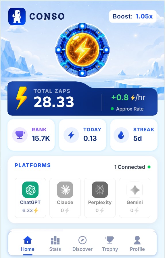 Sachchi4993's tweet photo. Been using @conso_xyz again lately 👀
I like the idea of turning everyday AI usage into something more useful instead of just another tool sitting in the background.
Still exploring what it can do. ⚡ https://t.co/2ox8xyuGJF