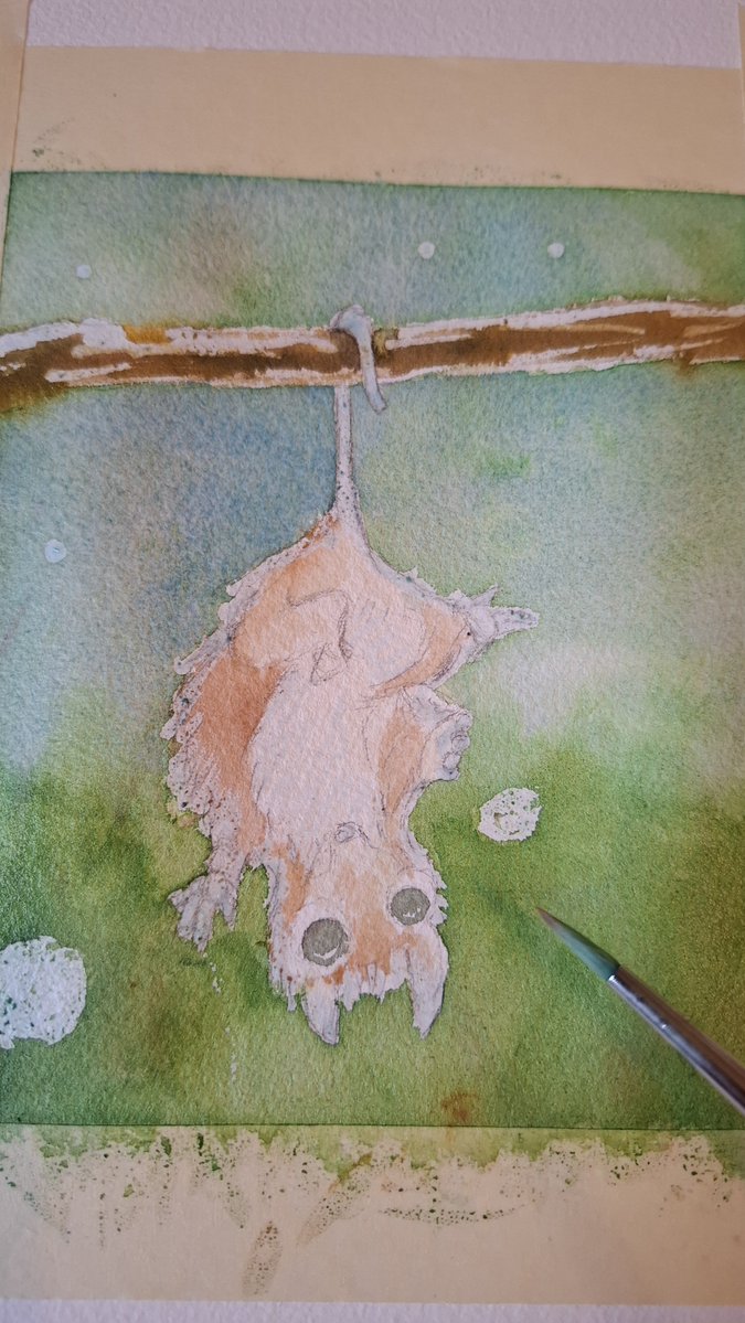 whimsicalpaint's tweet photo. Paint will dry in a minute, then we'll remove the gum and continue https://t.co/MQeCIlGfSa