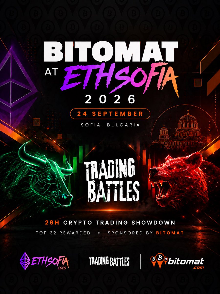 BitomatCom's tweet photo. Bitomat is at @ETHSofiaBG 2026 π§π¬
The flagship conference of @BWBulgaria. Come find our booth, meet the Bitomat team, ask us questions or just say hi. π§‘
Weβre also sponsoring @TradingBattles: 29H, Top 32 rewarded, β¬100 for 1st. βοΈ
Join π
https://t.co/1Biz5w1QV9
#Bitomat https://t.co/QeAgpk9umS