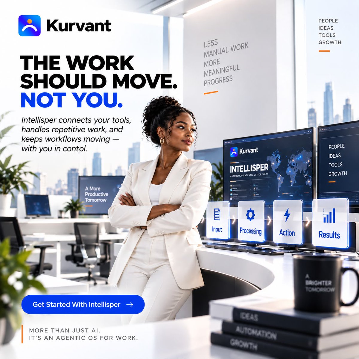 kurvantHQ's tweet photo. The Work Should Move. Not You.Intellisper connects your tools, handles repetitive work, and keeps your workflows moving — while you stay in control.Less Manual Work.
More Meaningful Progress.
Better https://t.co/1zizzbriuE A Smarter Way To Work With Intellisper.

#Kurvant https://t.co/FNvE3hrnim