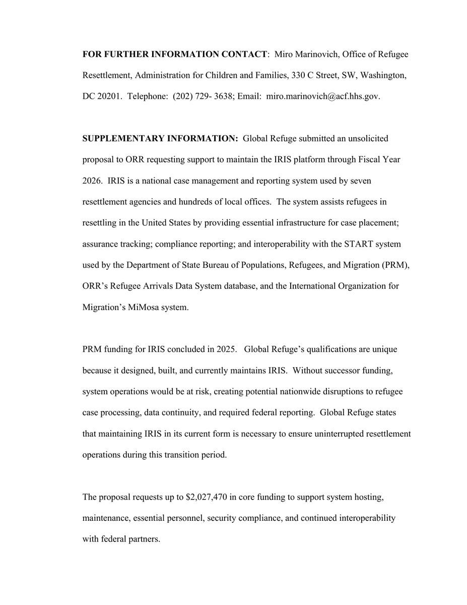 nataliegwinters's tweet photo. 🚨 Trump’s own HHS awarded $2 MILLION to keep refugee-placement software running after State Department funding ended.

The nonprofit behind it, Global Refuge, asked for funding to ensure “uninterrupted resettlement operations.”

Its system serves seven resettlement agencies and hundreds of local offices.

Who inside Trump’s administration approved this—and why are taxpayers still paying to keep this infrastructure alive?