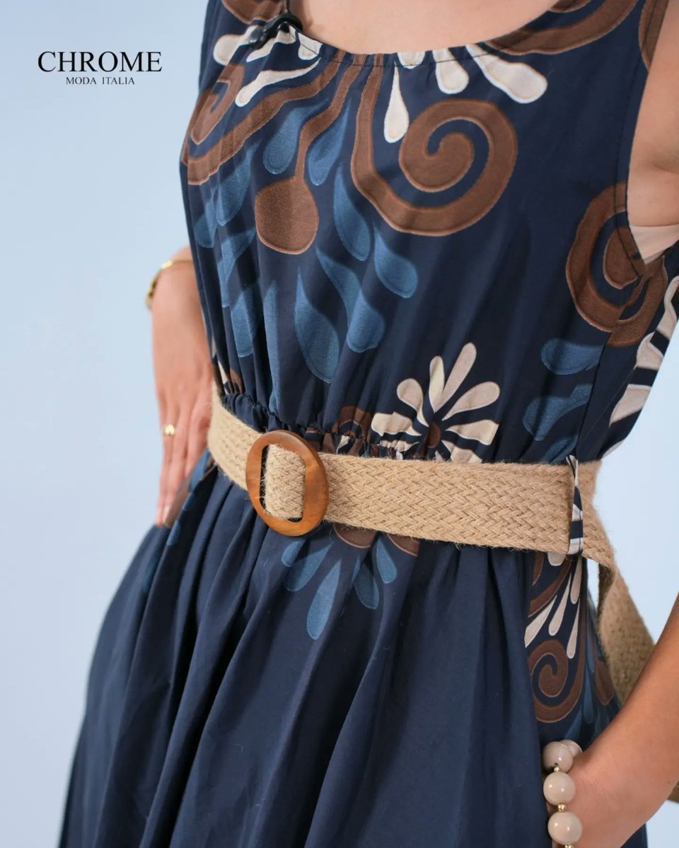 KristineFag5's tweet photo. A dress that stands out with effortless elegance. Deep shades of blue meet a refined pattern and a rope belt that naturally defines the silhouette. A feminine, lightweight, sophisticated look, perfect for summer days and special occasions. Find us https://t.co/Ys1DA2gUCL