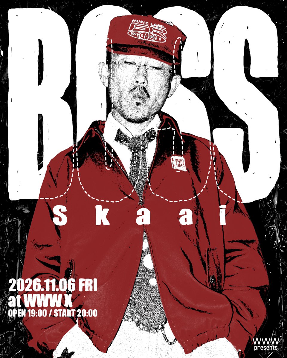 skaai_theprof's tweet photo. 11/6(金)に度肝抜くワンマンやります
ぜひお越しください

WWW Presents Skaai『BOSS』
11/6(FRI) at WWW X
OPEN / START : 19:00 / 20:00 ADV. / DOOR : ¥4,500 / ¥5,000 (1ドリンク別）
チケット(先着 9/23(水) 19:00 開始) :  https://t.co/gAsu7UObUq https://t.co/TQyBocwa1v