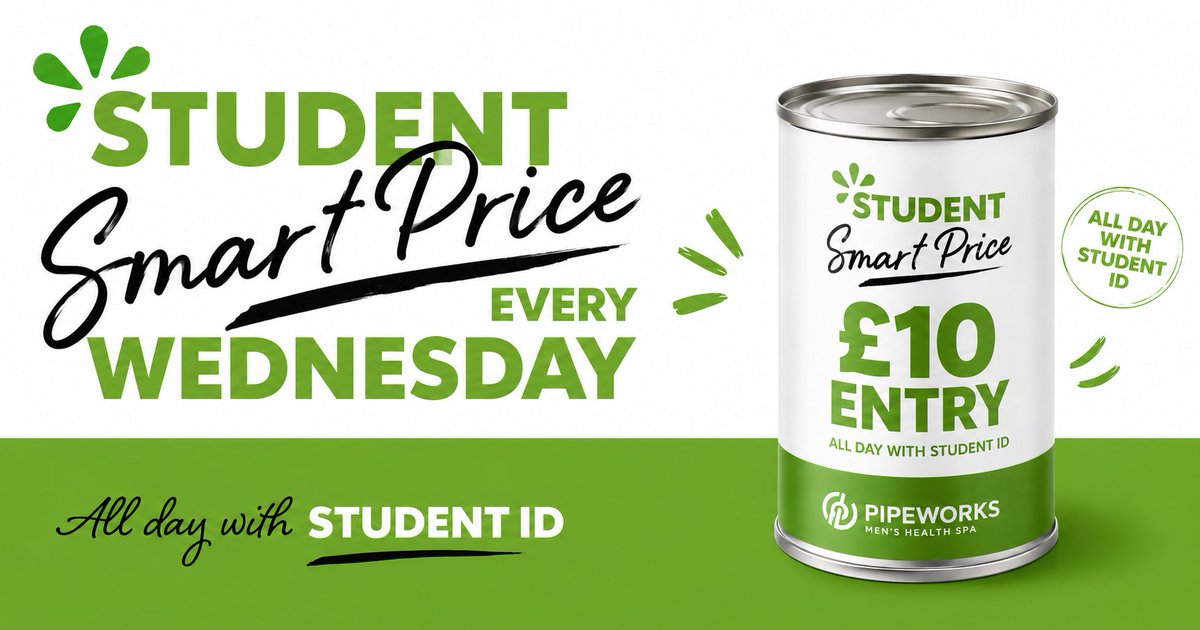 PipeworksLeeds's tweet photo. Every Wednesday, students can enjoy entry to Pipeworks Sauna for just £10 with a valid student ID.
Valid Student ID Required
Entry for just £10
#ThePipeworksLeeds #GayLeeds #GaySauna #LGBTQUK #GayLife https://t.co/VVSuZmE7m5