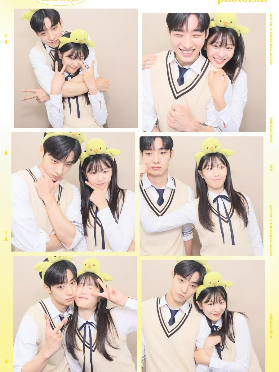 ohyejur's tweet photo. can’t believe this journey is officially wrapped up :( taking those photobooth pics in our school uniforms with the chick headbands felt like peak high school core memory, but getting to share those big group hugs on set actually had me in my feelings for real. https://t.co/jWDEfto1yw