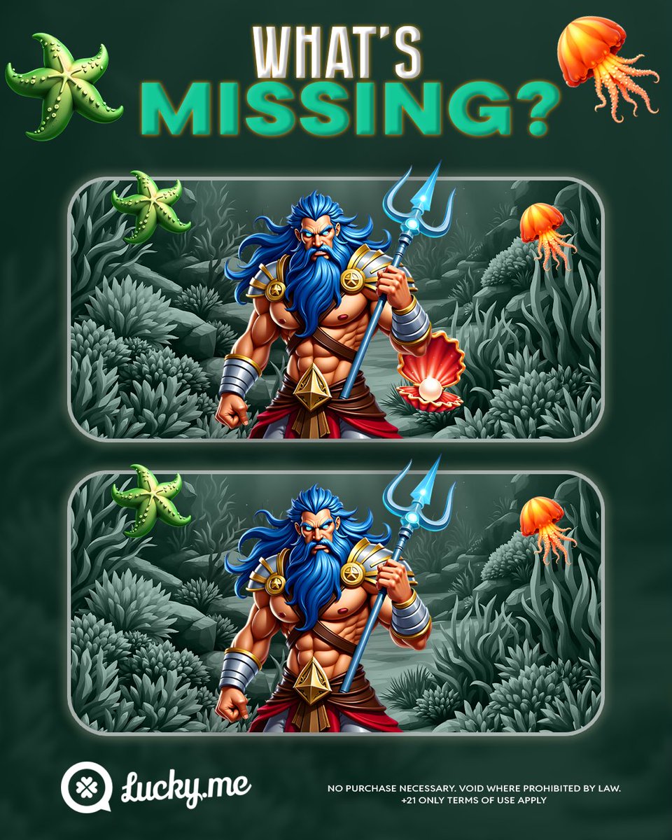 PlayLuckyMe's tweet photo. Something’s gone missing from Poseidon’s Trident Strike scene 🔱

Let’s see how sharp your eyes are! Take a good look and tell us what’s missing from the second scene.

Dive into more games on Lucky Me and keep the fun going 🍀 https://t.co/QE7IZ8ubog