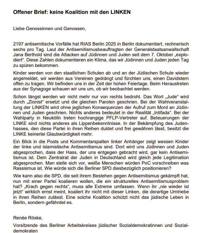 ChristianLatz_'s tweet photo. Berlins ehemaliger Regierender Bürgermeister Michael Müller spricht sich in einem offenen Brief mit anderen Sozialdemokraten gegen Sondierungsgespräche seiner Partei mit der Linken aus. Ähnlich äußert sich der Arbeitskreis jüdischer Sozialdemokraten. https://t.co/iVCjLv9tdV