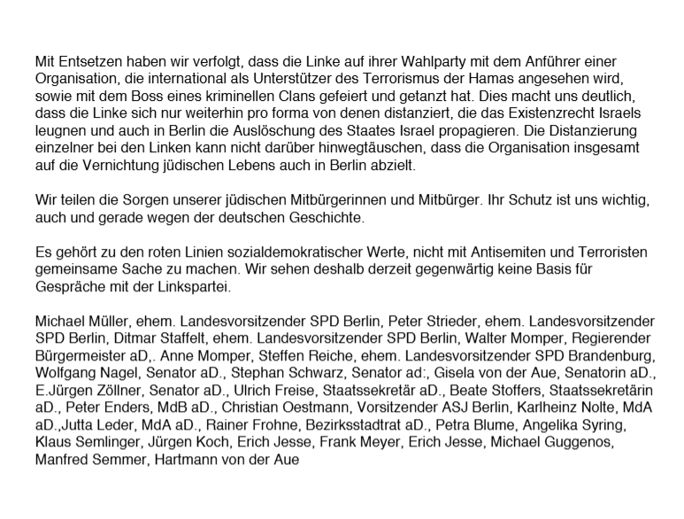ChristianLatz_'s tweet photo. Berlins ehemaliger Regierender Bürgermeister Michael Müller spricht sich in einem offenen Brief mit anderen Sozialdemokraten gegen Sondierungsgespräche seiner Partei mit der Linken aus. Ähnlich äußert sich der Arbeitskreis jüdischer Sozialdemokraten. https://t.co/iVCjLv9tdV