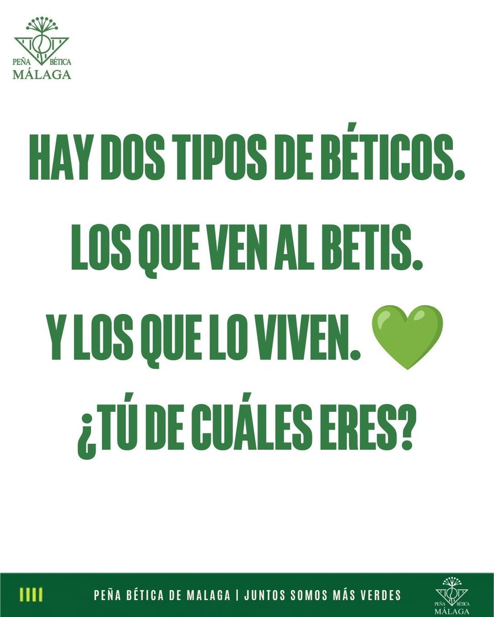 pbeticamalaga's tweet photo. El Betis se puede ver en casa.

O se puede vivir rodeado de gente que siente exactamente lo mismo que tú. 

En la Peña Bética de Málaga hacemos Betis juntos, nos juntamos en La Tribuna, compartimos alegrías, nervios, celebraciones… y, por supuesto, algún que otro sufrimiento. https://t.co/E1khTGVkg2