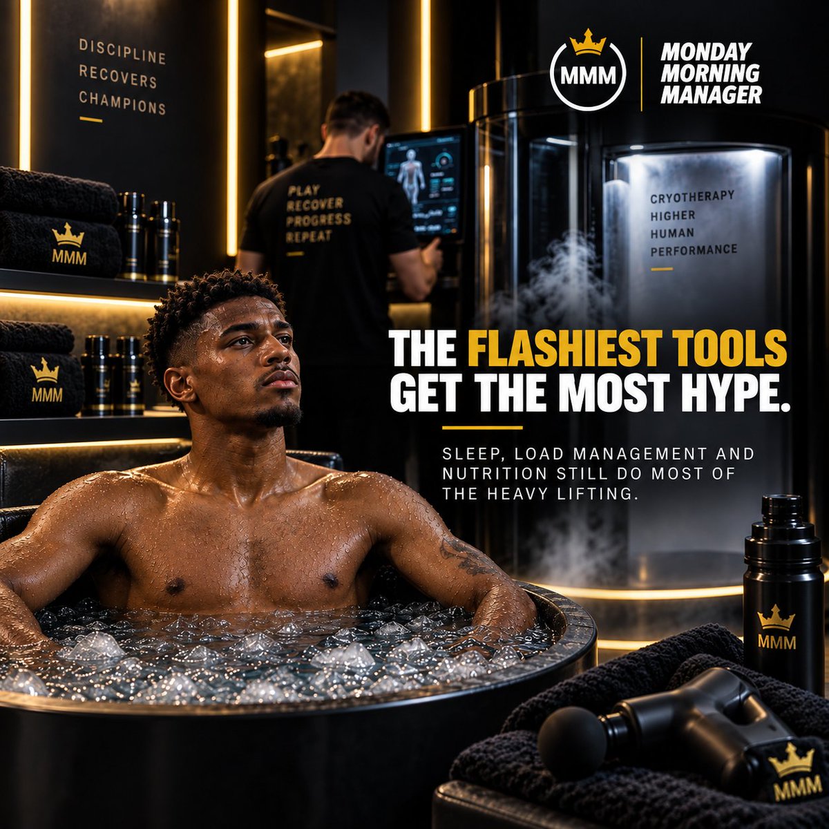 monday_manager's tweet photo. Recovery used to mean rest. Now it means ice baths, cryotherapy, sleep experts and full performance teams. ❄️⚽️

The biggest clubs aren’t just buying talent - they’re buying availability and longevity. 📈

Is recovery now football’s hidden edge? 👀

#SportsScience #Performance https://t.co/SvTMH0agwc