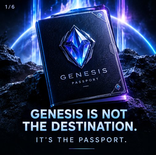 Dx_rA_'s tweet photo. "GENESIS IS THE FIRST PAGE — BUT THE PASSPORT IS THE KEY”

 Genesis means the moment something stops being an idea and starts becoming a world.

A passport usually proves where you come from.

The Genesis Passport feels different. https://t.co/zGum6WqS42