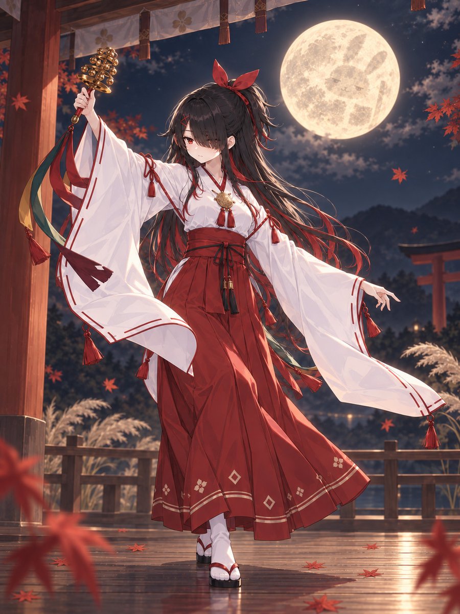 TinkTwnk's tweet photo. 今日は中秋の名月。
妹ちゃん、神楽舞う！ https://t.co/iYhoGDkVrG