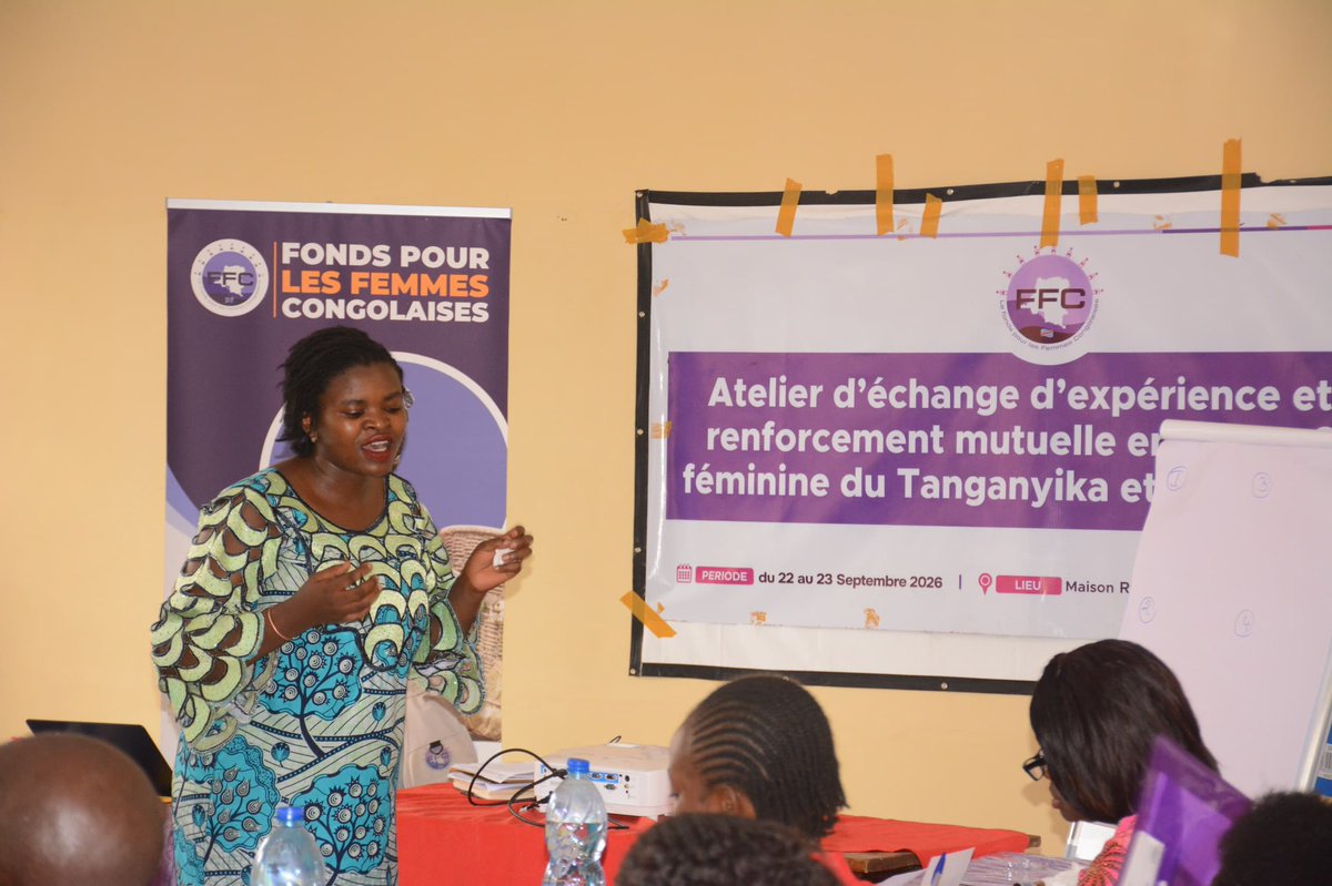 ffcrdc's tweet photo. Du 22 au 23 septembre 2026, le Fonds pour les Femmes Congolais organise à Kalemie un atelier d’échange d’expériences et de renforcement mutuel réunissant des organisations de la société civile féminines du Tanganyika et du Maniema.
Cette rencontre favorise le partage d’expériences, le transfert de compétences et l’apprentissage entre pairs, autour notamment de la gestion organisationnelle, de la documentation des changements, de l’impact des interventions et de l’accès aux opportunités de financement.

À travers cette activité, le FFC contribue au renforcement des capacités des organisations féminines et à la consolidation de leurs actions en faveur des femmes.

#RenforcementDesCapacités #SociétéCivile #LeadershipFéminin