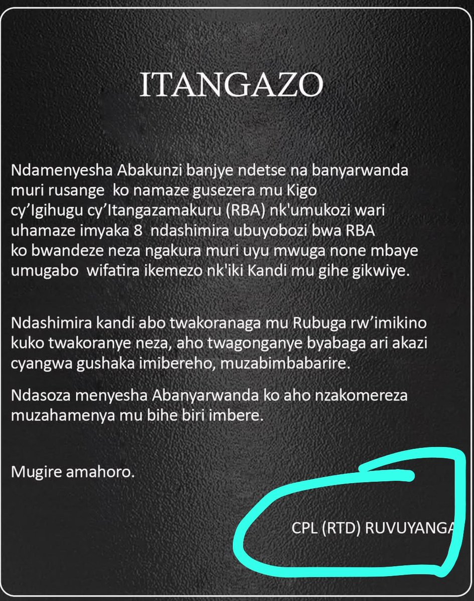 umperukacyera0's tweet photo. Muri iyi baruwa RUVUYANGA yanditse isezera RBA…

Iriya CPL (RTD) bisobanuye iki ?? https://t.co/nWlAzBDKjq