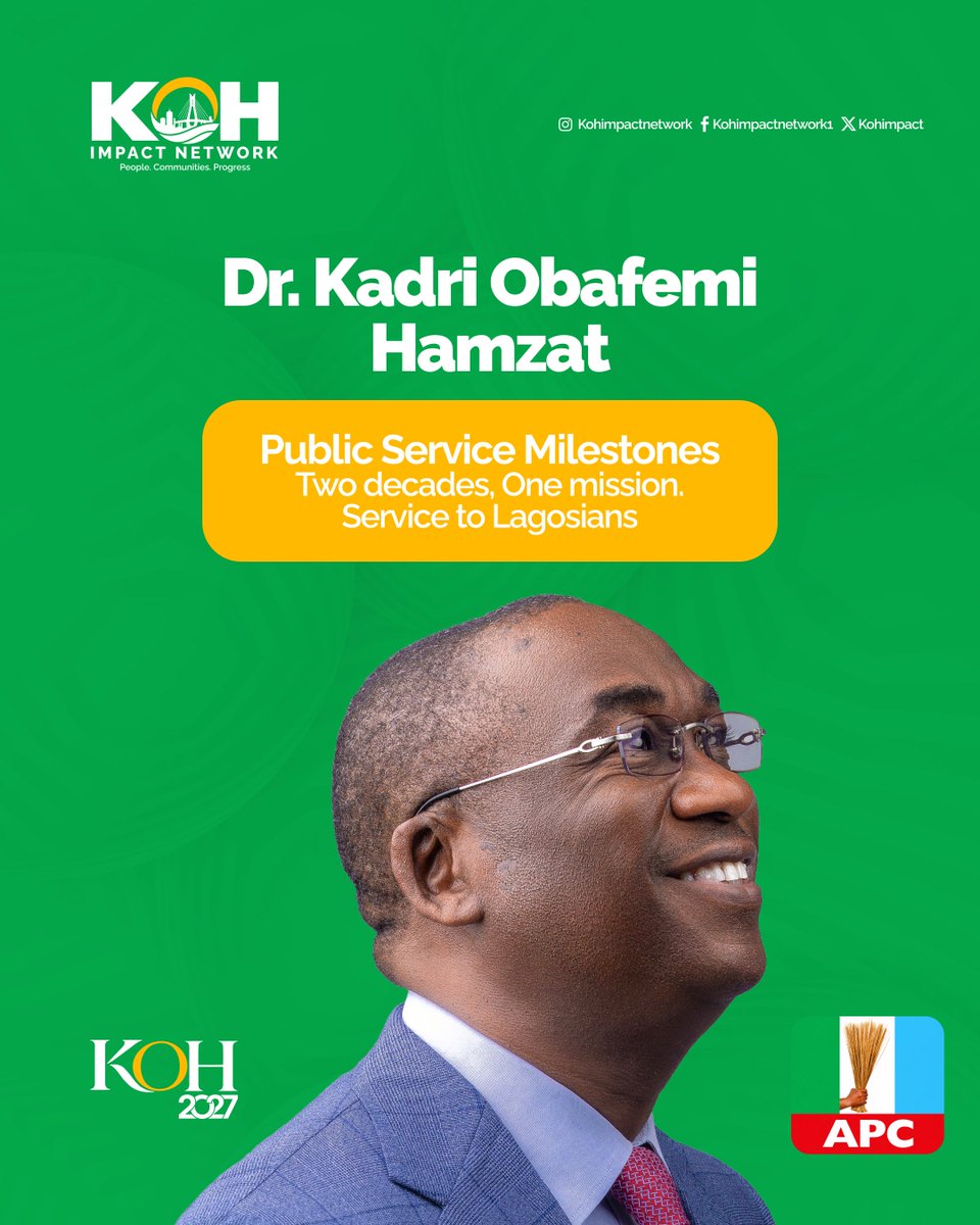 kohimpact's tweet photo. From engineering and technology to infrastructure, federal service and executive leadership, Dr. Kadri Obafemi Hamzat's public-service career spans more than two decades and multiple levels of government. https://t.co/8NXa9F0sGm