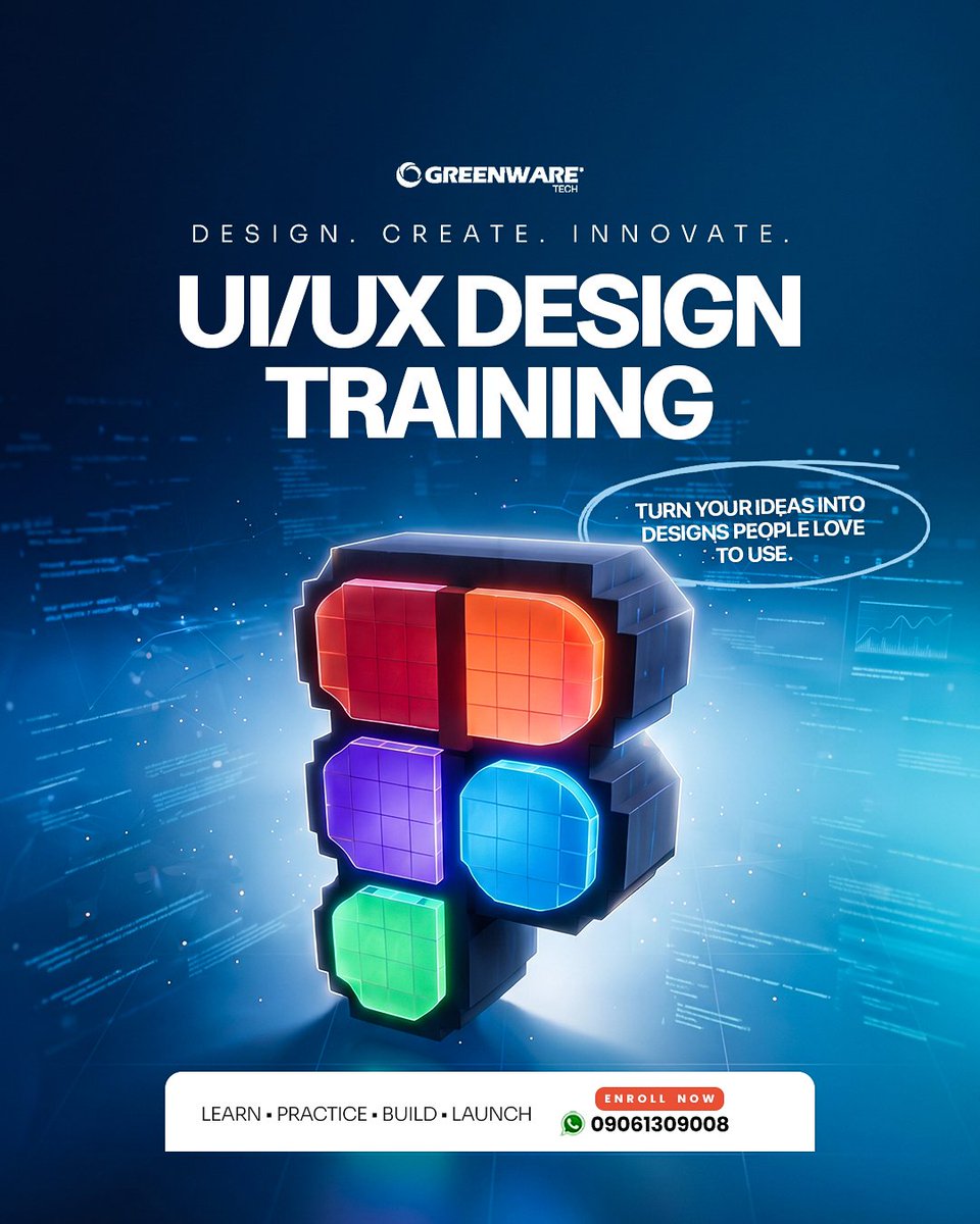GreenWareTech's tweet photo. What if your ideas could become designs people actually want to use? 

Learn how to turn your ideas into thoughtful, user-friendly designs and build projects you can be proud of.

 Learn. Practice. Build. Launch.

Ready to start designing?
📲 09061309008 — Enroll now. https://t.co/aMGLOKSyrf