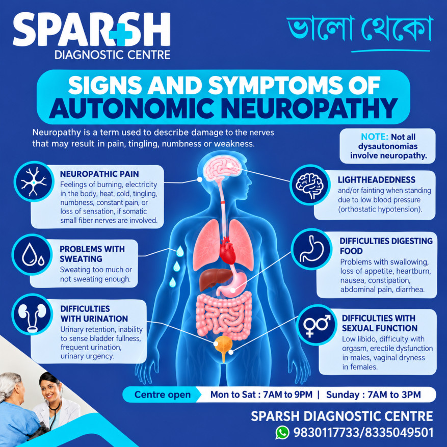 info_sparsh's tweet photo. Frequent dizziness upon standing, irregular heart rate, or digestive issues? These could be early signs of Autonomic Neuropathy.

Timely diagnosis is key to preventing complications. Learn more: 

https://t.co/zOCZ54Vddq

📞 9830117733 / 8335049501

#BhaloTheko https://t.co/6H7XIB7nJu