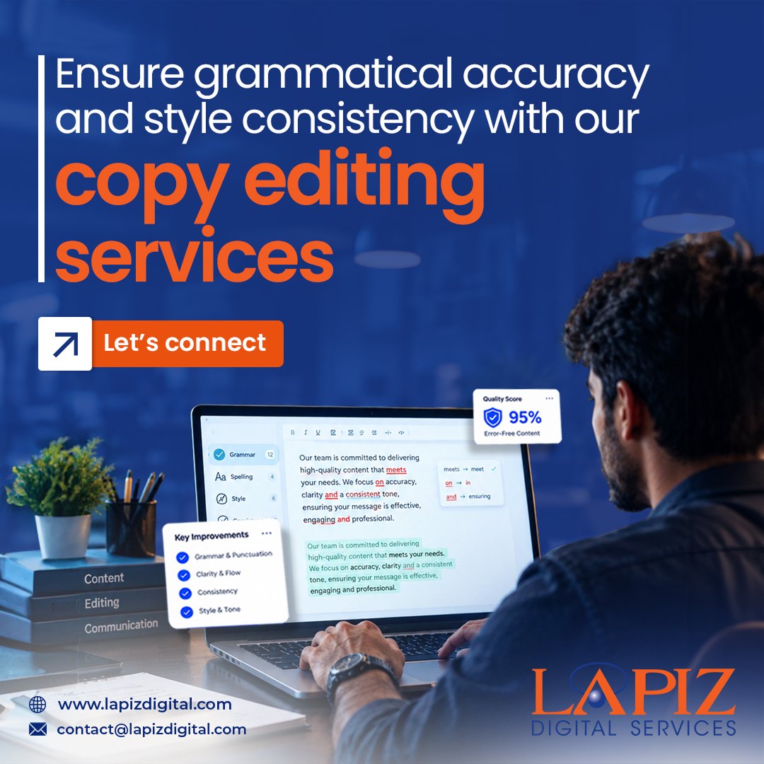 lapizweb's tweet photo. Ensure grammatical accuracy and style consistency with our copy editing services
Let's Connect: 🌐https://t.co/caIzBB8L74
#copyediting #proofreading #digitalpublishing #authors #journals #writers #publishers #books #manuscript #lapizdigitalservices https://t.co/PQCcB4Iocf