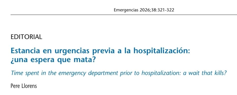 LlorensPere's tweet photo. Limitar la estancia en urgencias a menos de 24 horas debe erigirse como un estándar ético y de calidad asistencial de obligado cumplimiento. https://t.co/VfaeM41NTN