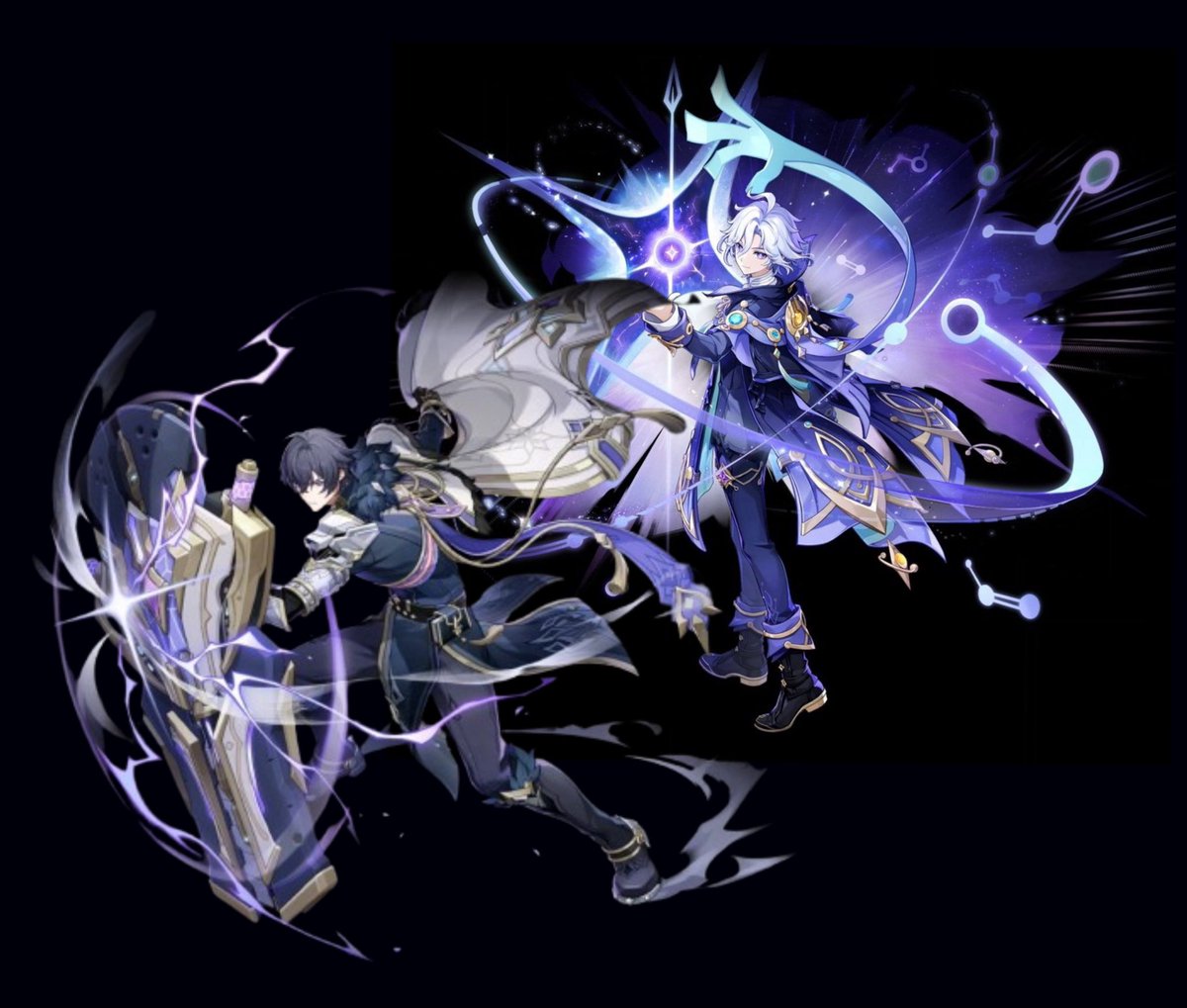 EmeraldHikari's tweet photo. PLEASE tell me im not the only one who immediately thought of valeriy guarding mitya when i saw their splash arts they fit perfectly together https://t.co/qbZqUacIzS