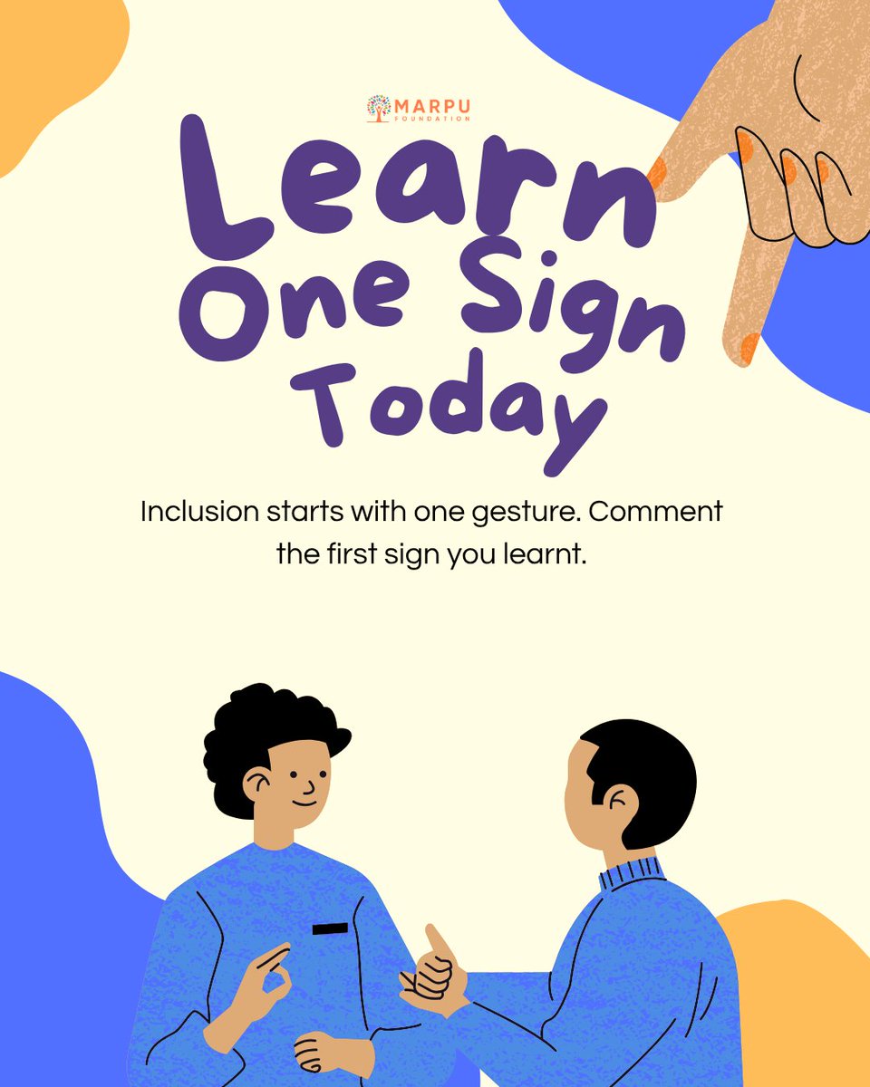 marpufoundation's tweet photo. International Day of Sign Languages 2026: over 70 million deaf people worldwide, and most of us cannot say hello to them.

#InternationalDayOfSignLanguages #IndianSignLanguage #MarpuFoundation #InclusionMatters #VolunteerFirstCSR https://t.co/NZrox4DTD7