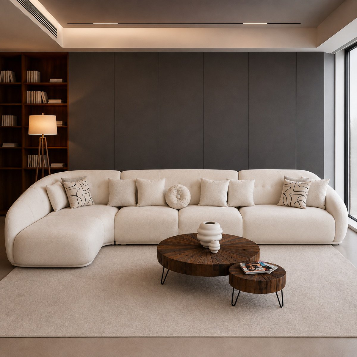 RobbieLakelem's tweet photo. Sculptural Lobi Sofa: contemporary curved modular seating with flowing lines, spacious comfort, premium upholstery, and refined craftsmanship. A stylish, functional statement piece for elevated living spaces. Crafted by Crown Crafter. https://t.co/18olon7tK8