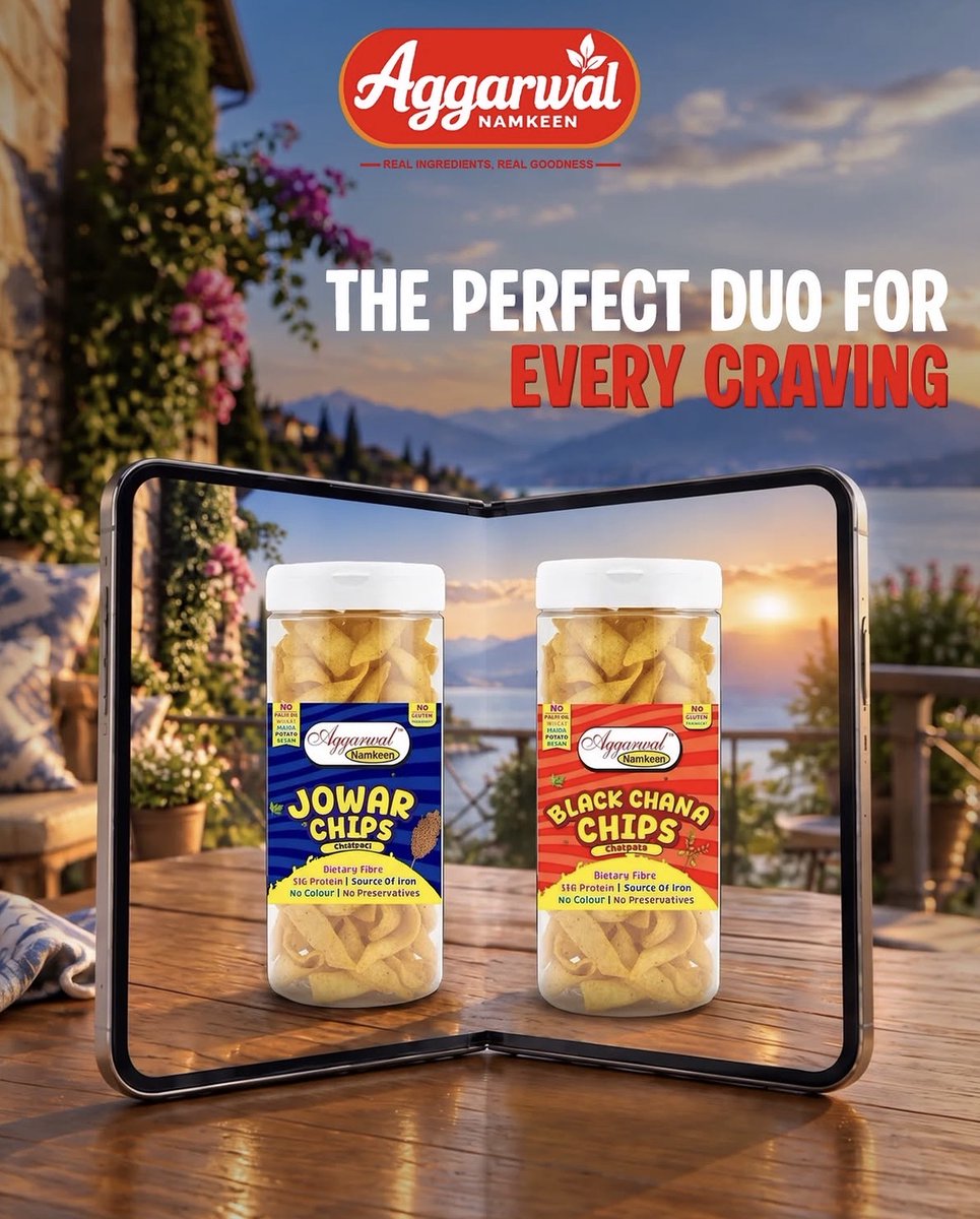 AGGARWALOFFICI1's tweet photo. Apple launched a Duo.
We launched a craving. 👀🔥
Jowar Chips × Black Chana Chips -
which side are you on?
#AppleiPhoneDuolaunch2026 #iPhoneDuo #iPhonefoldable #IPhone18Launch #Applelaunch2026 #AggarwalNamkeen #BlackChanaChips #JowarChips #SnackCravings https://t.co/iYKBhHEeB9