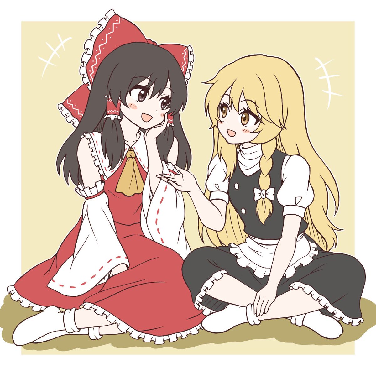 jyujyu_25's tweet photo. 霊夢「で、それでどうなったのよ」
魔理沙「だからそれが面白くてな」

最近は不機嫌な霊夢ばかり描いていたので、今回はご機嫌な霊夢を描いてみました＾＾

#東方Project #博麗霊夢 https://t.co/b9rmLtGffc