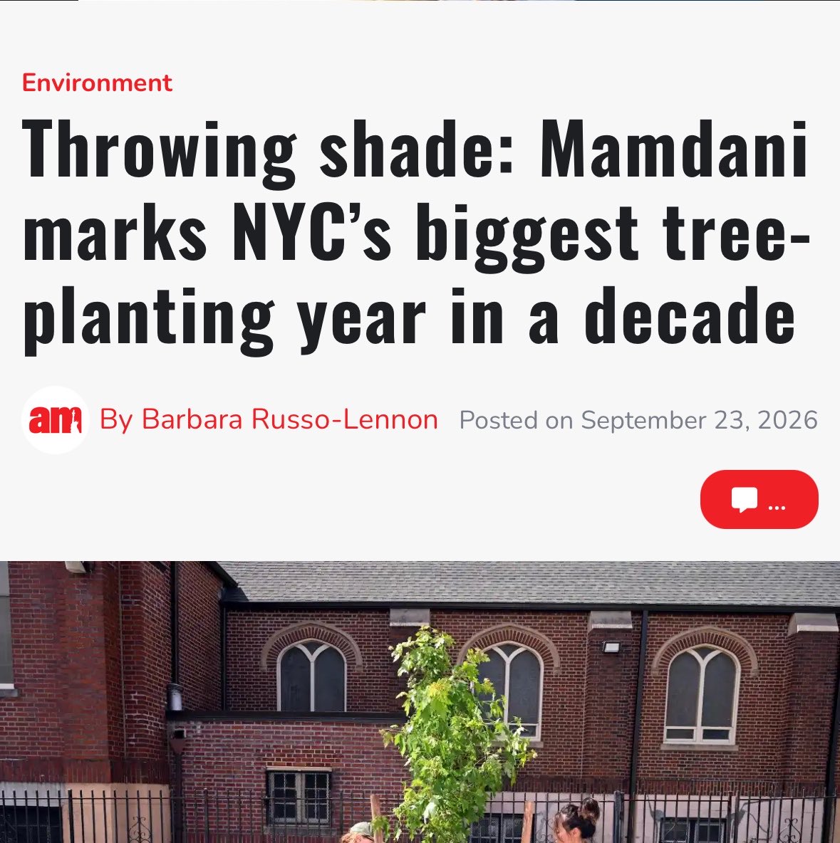 JeremyMarrell's tweet photo. NEW: Mayor Mamdani Announces Most Trees Planted in a Decade 

“Planting more trees, especially in the neighborhoods that need them most, will help make our city cooler, healthier and more beautiful for all New Yorkers.” 
— @NYCMayor 

More here: https://t.co/0ksgMJiqmd https://t.co/GQ2Nk2ow0e