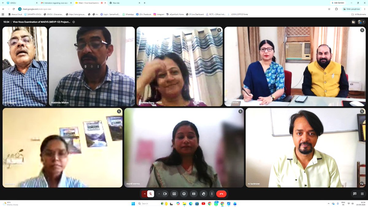 IGNOULucknow's tweet photo. IGNOU, Regional Centre, Lucknow organized Viva-Voce Examination of MAEVS (MEVP-12) Project Report on 23.092026 through Google Meet. Dr. Deeksha Dave, SOITS, IGNOU, Maidan Garhi, New Delhi was invited as an External Examiner for conduct of Viva-Voce Examination. https://t.co/gwRLvi10ez