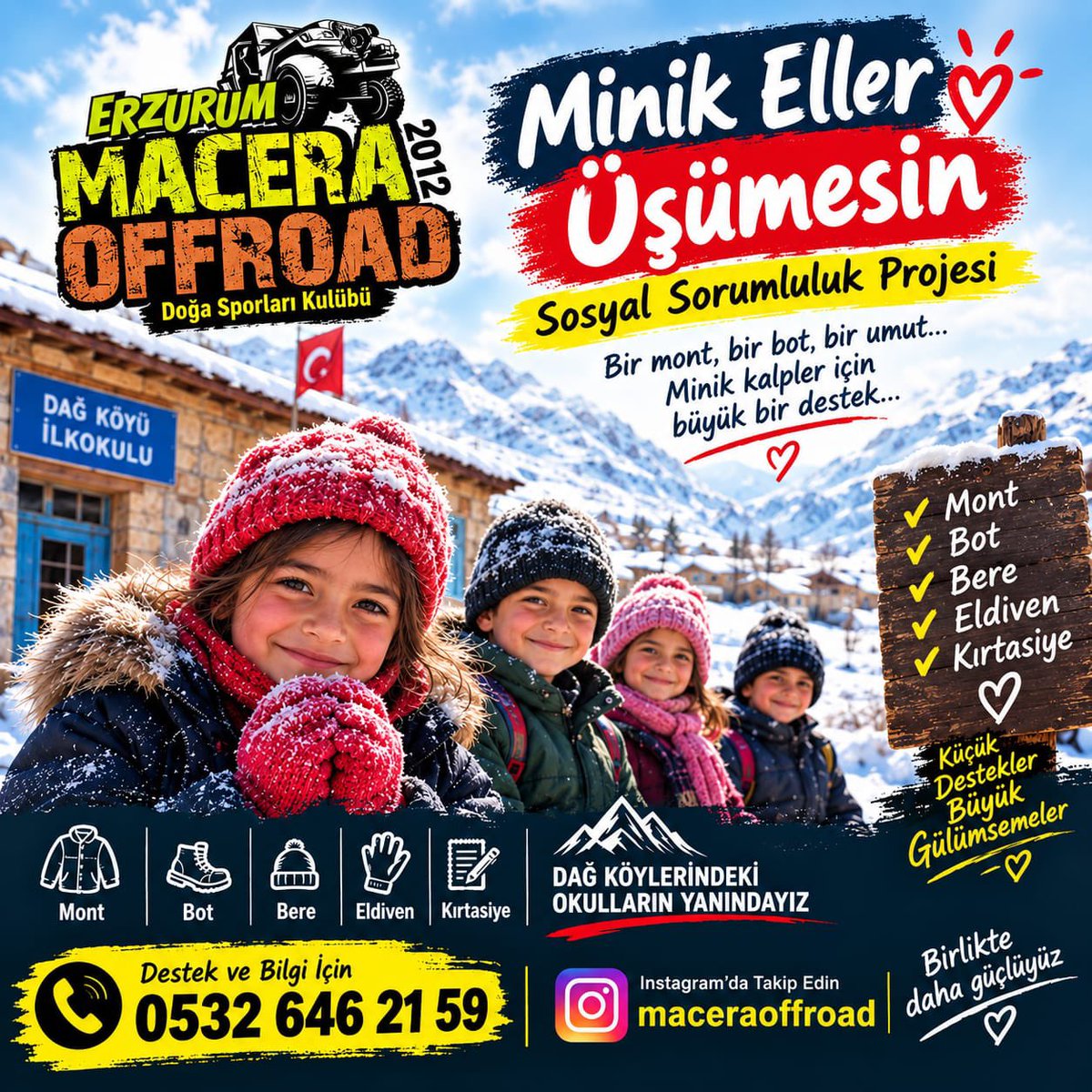 Canssu_e's tweet photo. “Minik eller üşümesin” kampanyası dahilinde yardım için 👇 aşağıda yer alan numara ile iletişime geçebilirsiniz.

#erzurum
#maceraoffroad 
#minikellerüşümesin 
#çarşamba 
#yardım https://t.co/xWNXvxaMAN
