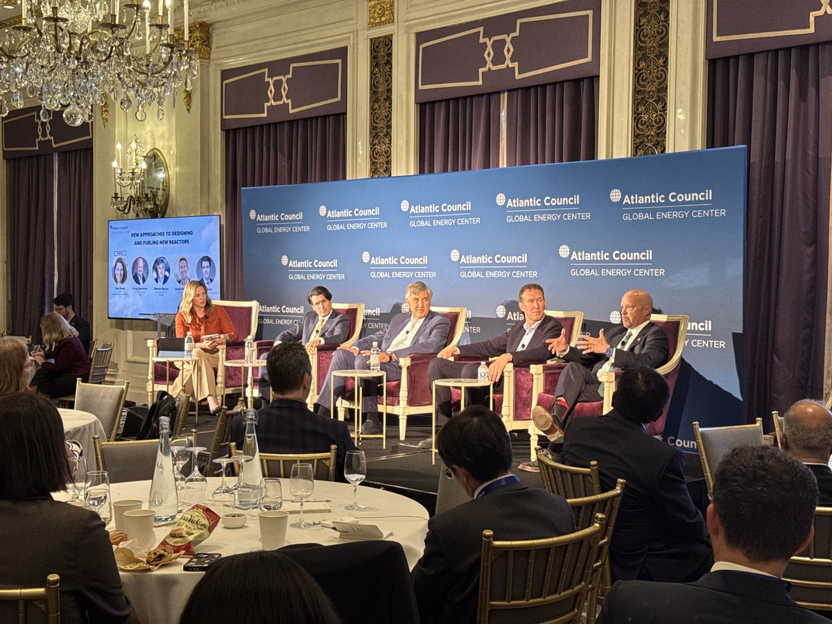 oklo's tweet photo. Oklo’s Chief Financial Officer Craig Bealmear joined Stefano Buono, Chief Executive Officer, @newcleoenergy, Jacob Stedman, Chief Executive Officer, Blykalla, and Amir Vexler, President and CEO, @centrus_energy, plus Amy Roma, Partner at @Orrick, at the @Atlantic Council’s Nuclear Energy Policy Summit for a conversation on how to meet rising electricity demand.

The entire panel agreed: it’s time to execute on the opportunity in advanced nuclear energy. As Craig shared, Oklo is moving from proving what is possible to proving what can be deployed repeatedly and at commercial scale. Speed and execution will be critical as the industry works together to bring more clean, reliable power online – and at a pace fast enough to keep up with a growing and evolving economy.

More on Oklo’s approach here: https://t.co/6NF91ESffe