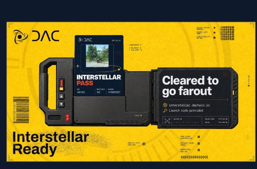 xSulfit's tweet photo. Ntah lanjut retro atau gimana...

I'm pre-registered for the DAC mainnet launch. Mission card in hand — see you at the gate. @dac_chain 

https://t.co/FfHVn9sMqQ https://t.co/YClOBY5qFl