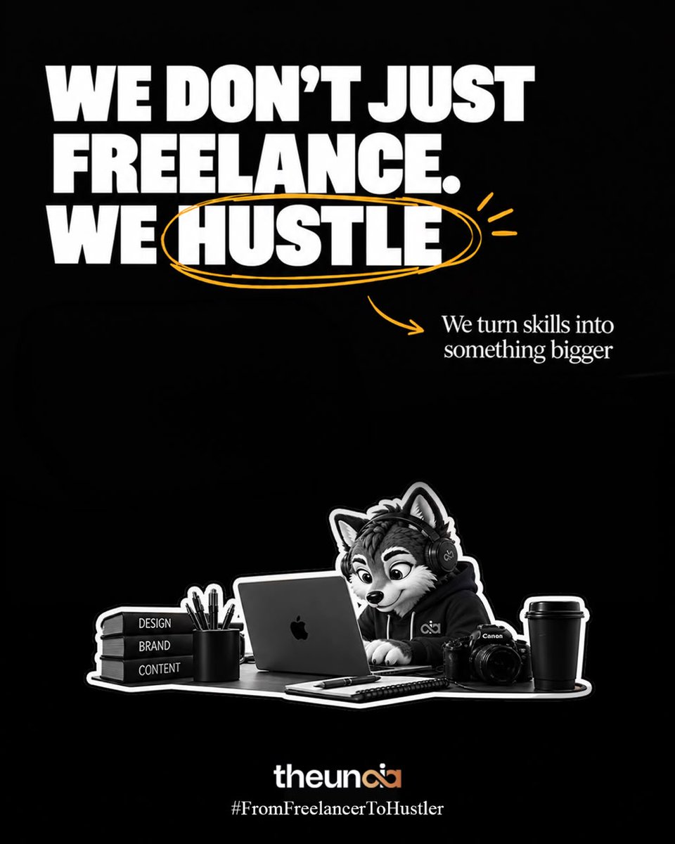 THEUNOiALLP's tweet photo. We don't just freelance. We hustle.

A freelance gig ends when the project does. A hustle doesn't. It builds into a portfolio, a reputation, a career.

That's the shift at THEUNOiA. Not another gig platform. A place to turn your skills into something bigger.
#hustlequotes https://t.co/G5qTgpyqO8