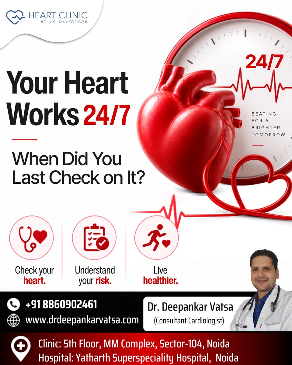 drdeepankarcard's tweet photo. Your Heart Works 24/7 — When Did You Last Check on It?
Dr. Deepankar Vatsa
Consultant Cardiologist
+91 88609 02461
#DrDeepankarVatsa #HeartHealth #HeartCare #Cardiologist #HeartCheckup #HealthyHeart #CardiacCare #PreventHeartDisease #HeartAwareness #ConsultantCardiologist https://t.co/QpliVGQMOn