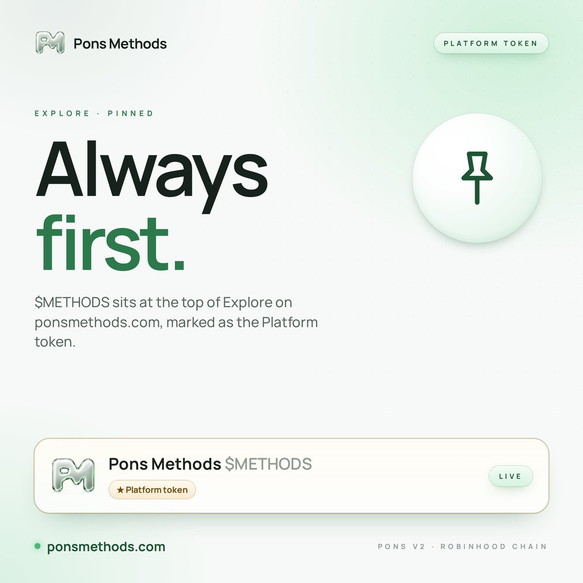 PonsMethods's tweet photo. Always first. $METHODS is pinned at the top of Explore on https://t.co/p9lIGOTp4X. https://t.co/wcEh3Q3cGN