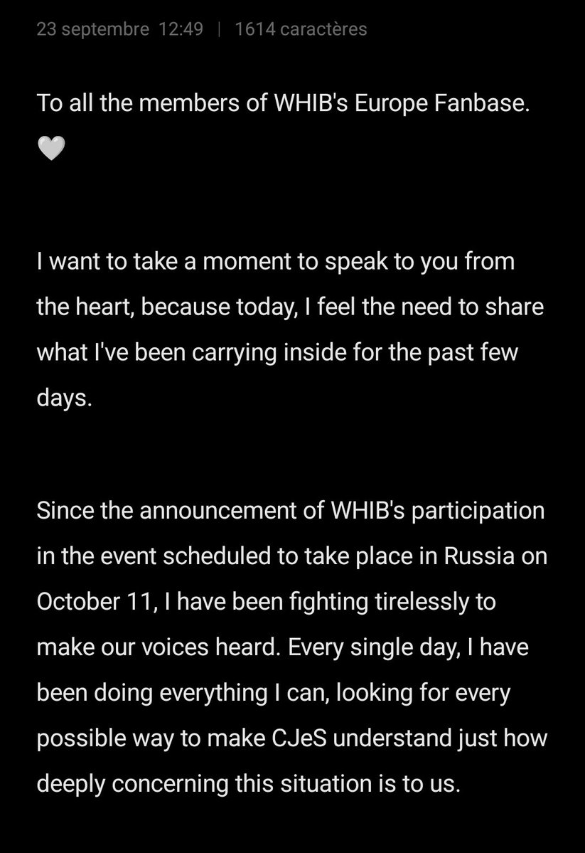 Gabi_Barret's tweet photo. Dear @CjesMusic, please hear us. Every email, every signature, every voice comes from our love and concern for @whib_official. We are not fighting against you, we are fighting for them

#씨제스는읽어라
#전쟁중에공연이말이되냐
#WHIB_러시아공연_재검토해
#WithdrawWHIBfromRussiaFest https://t.co/2cQopjosNg