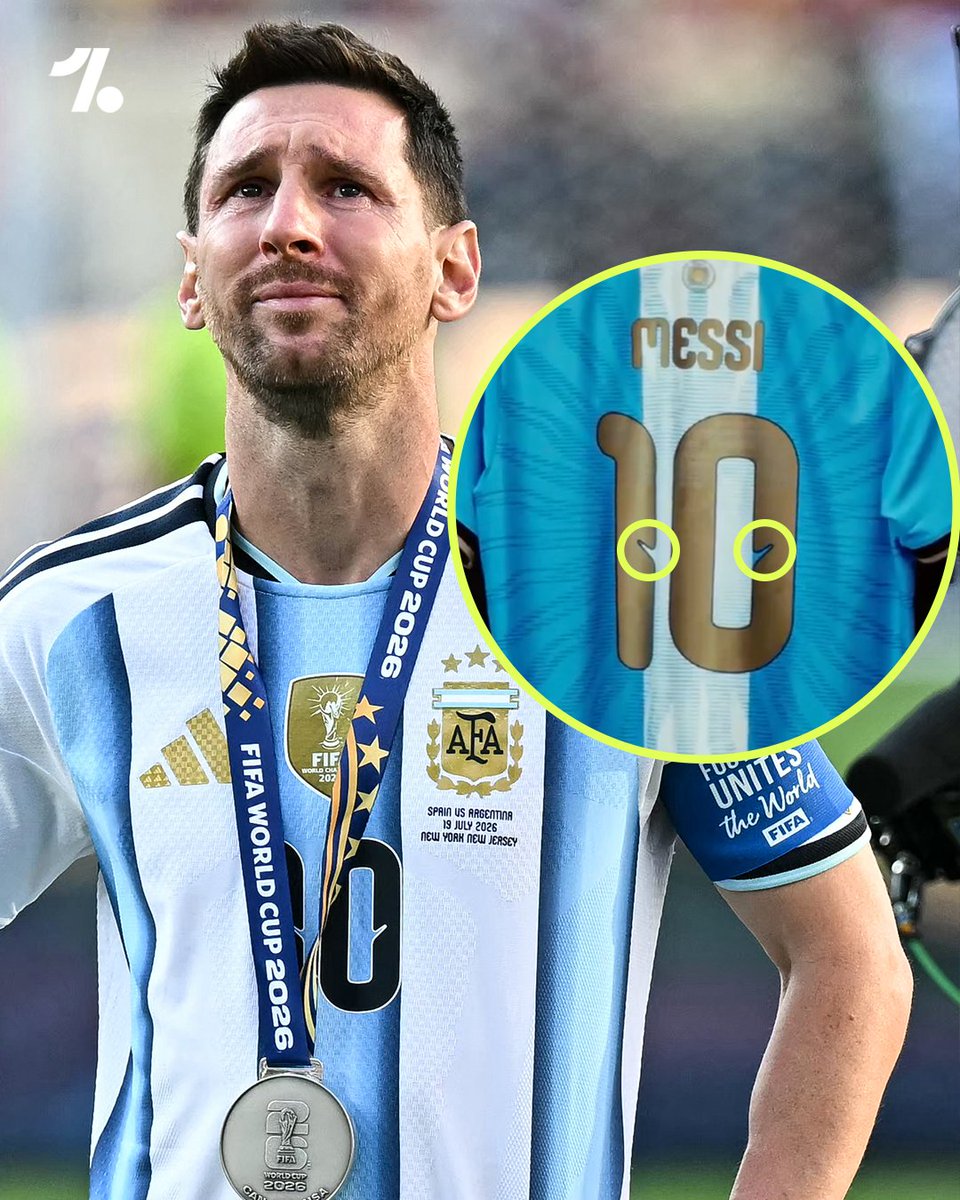 OneFootball's tweet photo. Lionel Messi's farewell jersey for his final game with Argentina has two little GOAT horns embedded in his iconic No.10 🥹🐐 https://t.co/Gm8rt8c1l0
