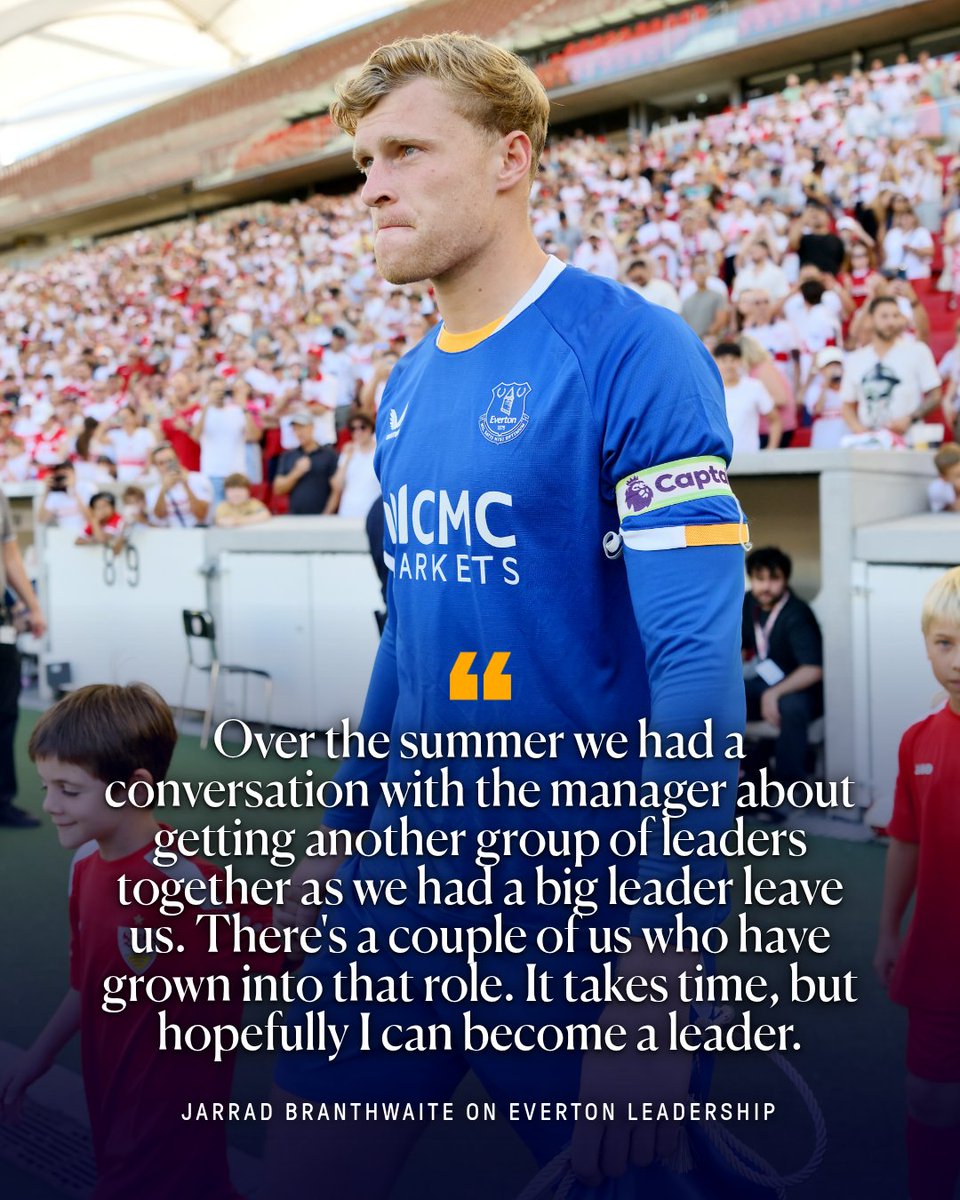 Everton's tweet photo. "I'm buzzing to be back in the England set-up." 

Jarrad Branthwaite on a summer of support that has seen him return to the Three Lions fold. 💪
